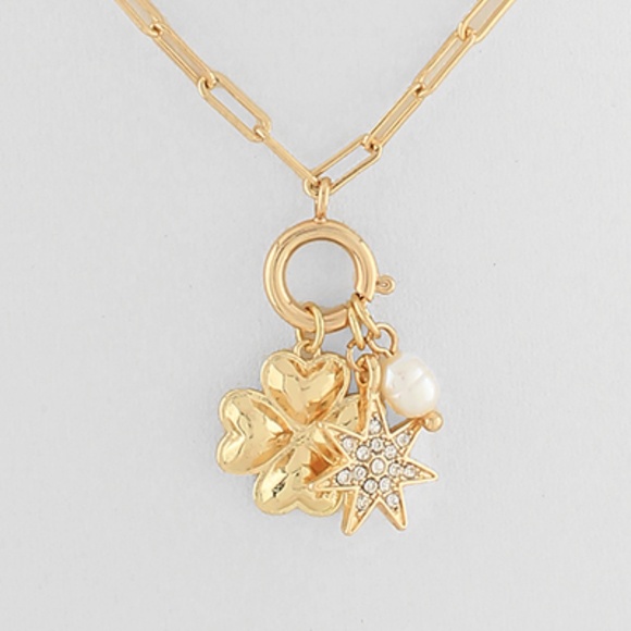 Clover & Star Pendant Chain Necklace - Picture 2 of 2